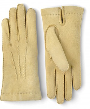 Guanti Scamosciati Hestra Chamois Handsewn Cashmere Uomo Gialle | HAFO52976