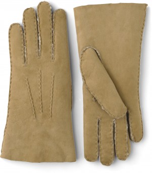 Guanti Scamosciati Hestra Lambskin Scamosciate Handsewn Uomo Sabbia | JLCE67804