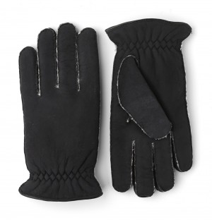 Guanti Scamosciati Hestra Montgomery Lambskin Scamosciate Uomo Nere | DGCX59487
