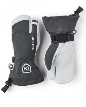 Guanti con dita Hestra Army Pelle Heli Ski Jr. 3-finger Bambino Grigie | PAJX67302