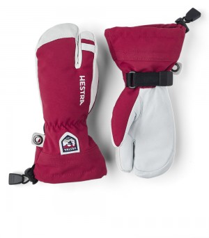 Guanti con dita Hestra Army Pelle Heli Ski Jr. 3-finger Bambino Rosse | GMEU26531