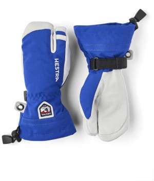 Guanti con dita Hestra Army Pelle Heli Ski Jr. 3-finger Bambino Blu | ADHG59643