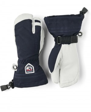 Guanti con dita Hestra Army Pelle Heli Ski Jr. 3-finger Bambino Blu Marino | AMDG97013