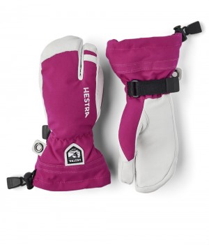 Guanti con dita Hestra Army Pelle Heli Ski Jr. 3-finger Bambino Fucsia | YBZF03295