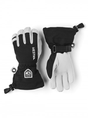 Guanti con dita Hestra Army Pelle Heli Ski Jr. Bambino Nere | KOGR47306