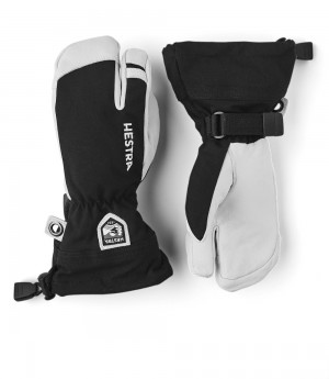 Guanti con dita Hestra Army Pelle Heli Ski Jr. 3-finger Bambino Nere | WGVJ56723