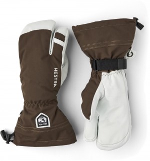 Guanti da sci Hestra Army Pelle Heli Ski 3-finger Uomo Espresso | TQUW76931
