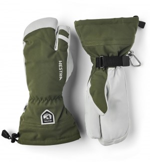 Guanti da sci Hestra Army Pelle Heli Ski 3-finger Uomo Verde Oliva | ESBH93471