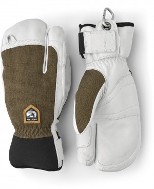 Guanti da sci Hestra Army Pelle Patrol 3-finger Uomo Verde Oliva | QRMU97421