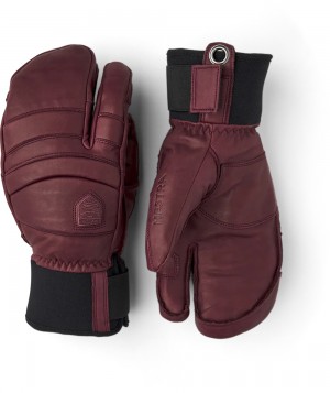 Guanti da sci Hestra Fall Line 3-finger Donna Bordeaux | WCFP26719