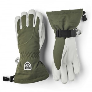 Guanti da sci Hestra Heli Ski Female Donna Olive/White | ZGMW36952