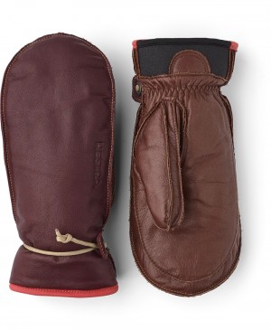 Guanti da sci Hestra Wakayama Mitt Uomo Bordeaux/Brown | UXKG25681