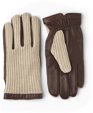 Guanti di pelle Hestra Adam Uomo Chestnut/Beige | TKVH95781