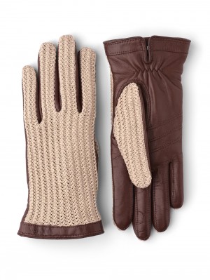 Guanti di pelle Hestra Anna Donna Chestnut/Beige | FXIT71280