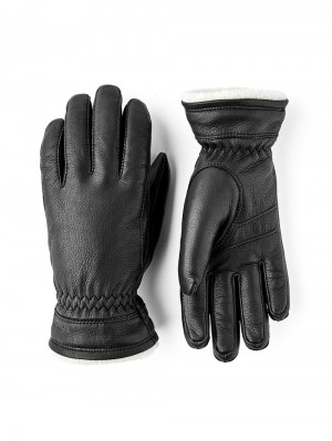 Guanti di pelle Hestra Buvika Deerskin Donna Nere | YAWJ68352
