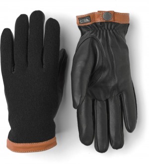 Guanti di pelle Hestra Deerskin Lana Vergine Tricot Uomo Nere | WPSY52109