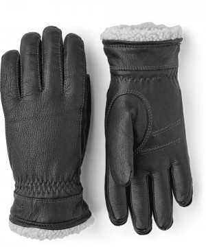 Guanti di pelle Hestra Deerskin Primaloft Donna Nere | IUZH89375