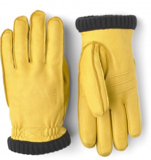 Guanti di pelle Hestra Deerskin Primaloft Rib Uomo Gialle | KAFC78915