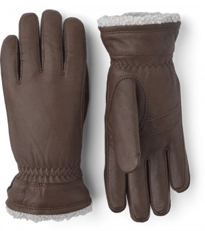 Guanti di pelle Hestra Deerskin Primaloft Donna Cioccolato | VXZU24780