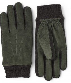 Guanti di pelle Hestra Geoffrey Uomo Verde Oliva Scuro | OYZQ59471