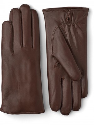 Guanti di pelle Hestra Hairsheep Piqué Cashmere 1½ Bt Uomo Chestnut | TOXE69703
