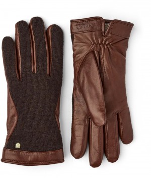 Guanti di pelle Hestra Saga Donna Espresso/Chestnut | FAJO72046