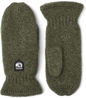 Guanti lavorati a maglia Hestra Basic Lana Vergine Mitt Donna Verde Oliva | AEVW87512