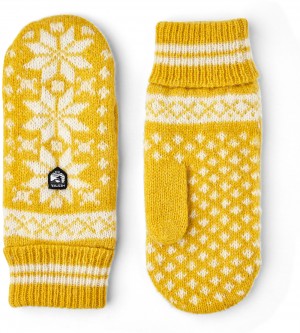 Guanti lavorati a maglia Hestra Isvik Mitt Donna Mustard/White | VFXK95063