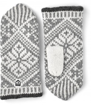 Guanti lavorati a maglia Hestra Nordic Lana Vergine Mitt Uomo Grey/White | QUDO62034