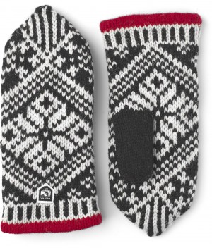 Guanti lavorati a maglia Hestra Nordic Lana Vergine Mitt Uomo Black/White | BVMW06891