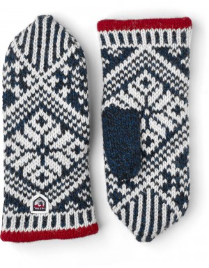 Guanti lavorati a maglia Hestra Nordic Lana Vergine Mitt Uomo Blue/White | MOAD91852
