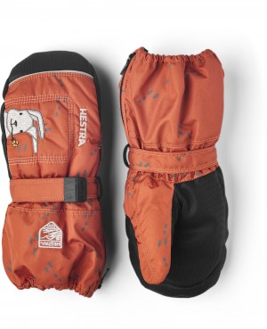 Mittens Hestra Baby Zip Long Mitt Bambino Arancioni | HEFB54328
